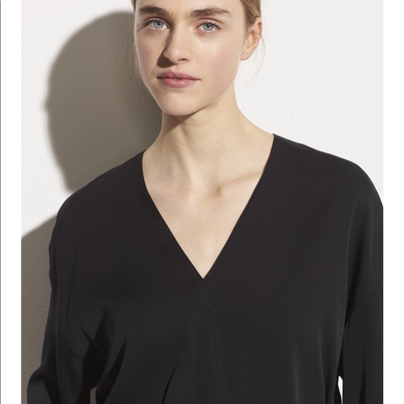 Vince Silk TALL-Friendly V-Neck Popover Top - Picture 3 of 7